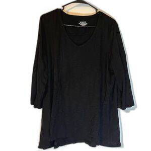 Chico's Tee XL Black 3/4 Sleeve The Ultimate Tee Normcore Minimalist Chic Casual